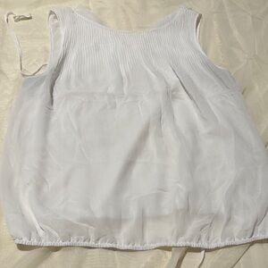 Max Studio White Pleated Tank Top Size L